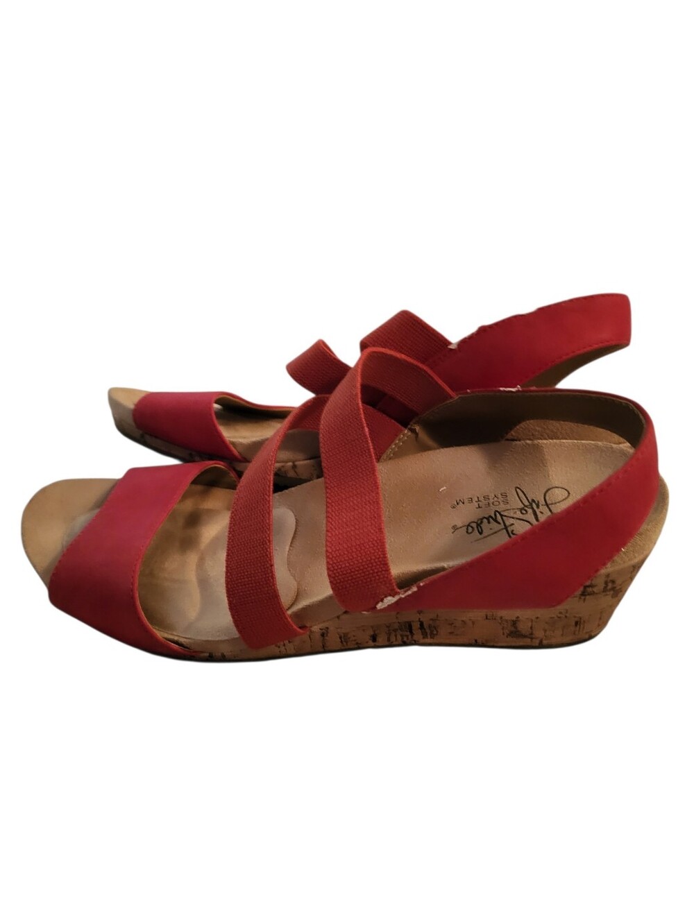 Life Stride Cork Wedge Sandals Red sz 8.5